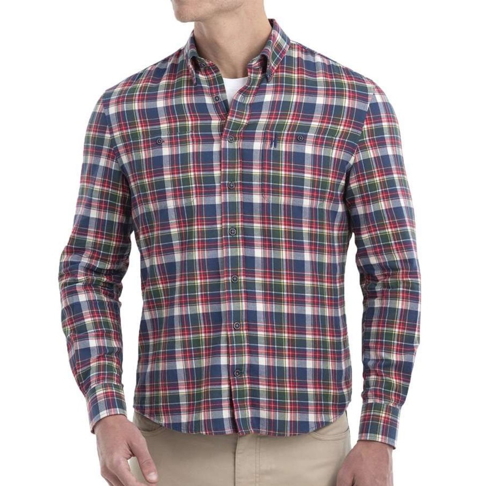Johnnie-O Tex Hangin' Out Button Down Cotton Flannel Plaid Shirt Cayenne Men’s